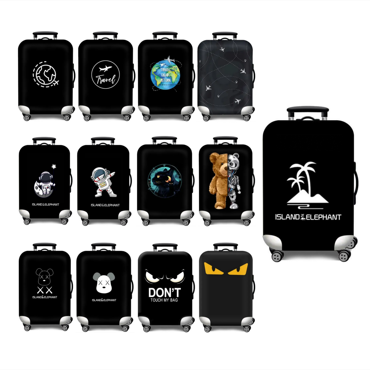 Black Printed Luggage Cover